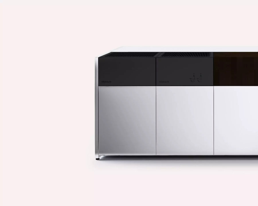 Röshults outdoor kitchen finishes — stainless steel, Beluga Black, Anthracite