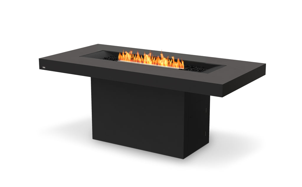 EcoSmart Fire Gin 90 Bar fire pit table in Graphite finish with flame