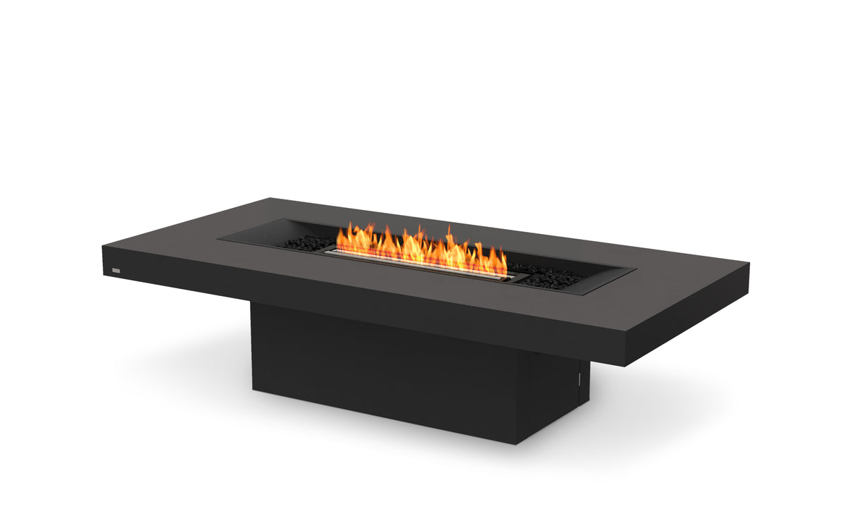 EcoSmart Fire Gin 90 Chat fire pit table in Graphite finish with flame
