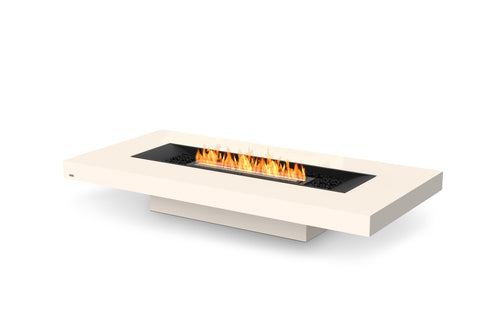 EcoSmart Fire Gin 90 Low fire pit table in Bone finish with flame