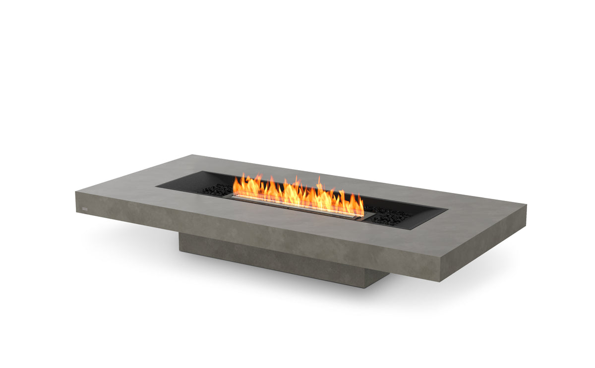 EcoSmart Fire Gin 90 Low fire pit table in Natural finish with flame