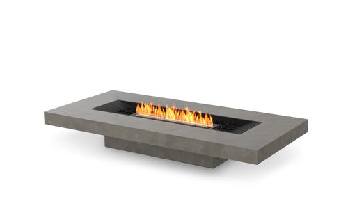 EcoSmart Fire Gin 90 Low fire pit table in Natural finish with flame