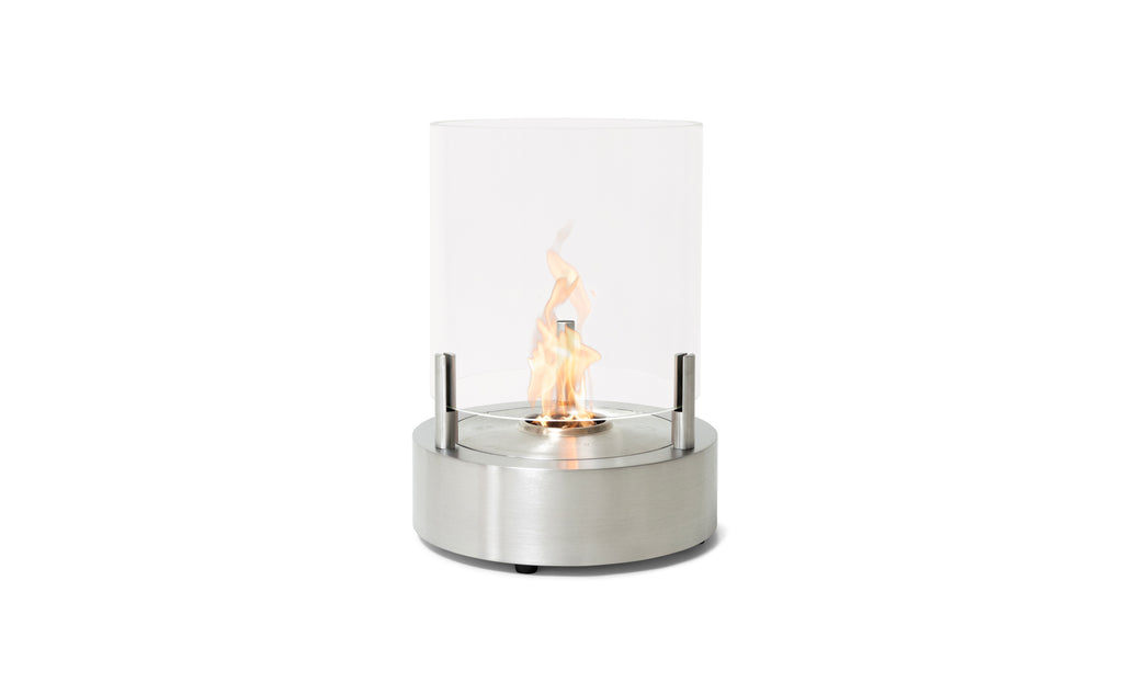 EcoSmart Fire T-Lite 3 bioethanol fireplace in stainless steel — front studio view