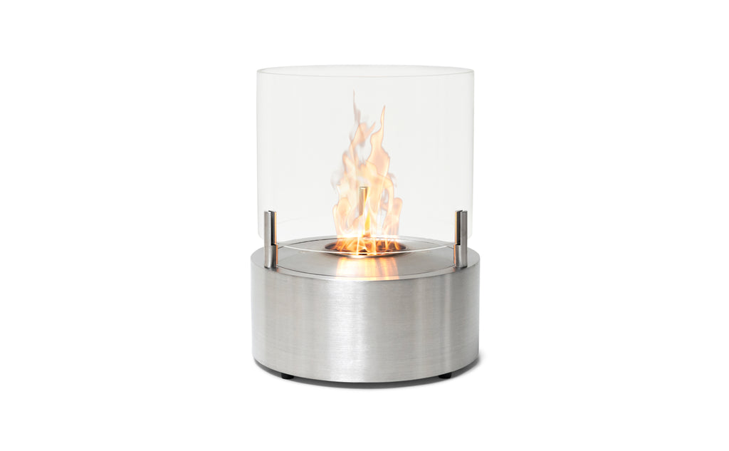 EcoSmart Fire T-Lite 8 bioethanol fireplace in stainless steel — front studio view