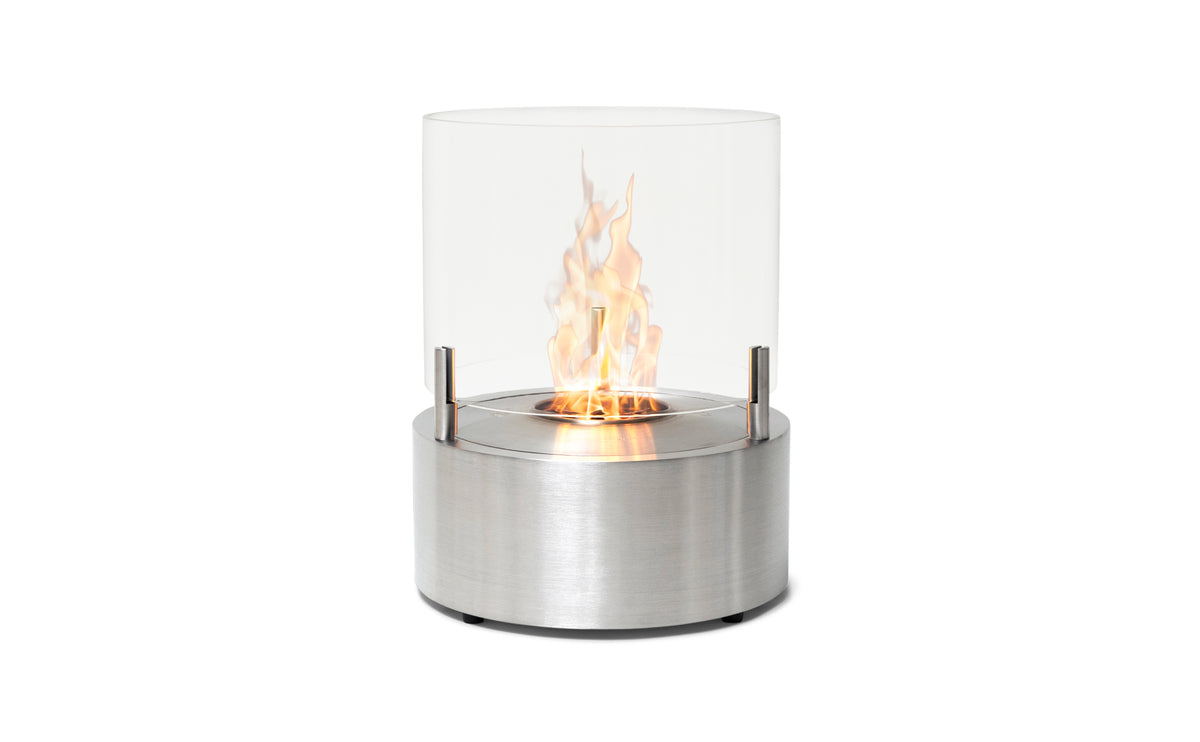 EcoSmart Fire T-Lite 8 bioethanol fireplace in stainless steel — front studio view