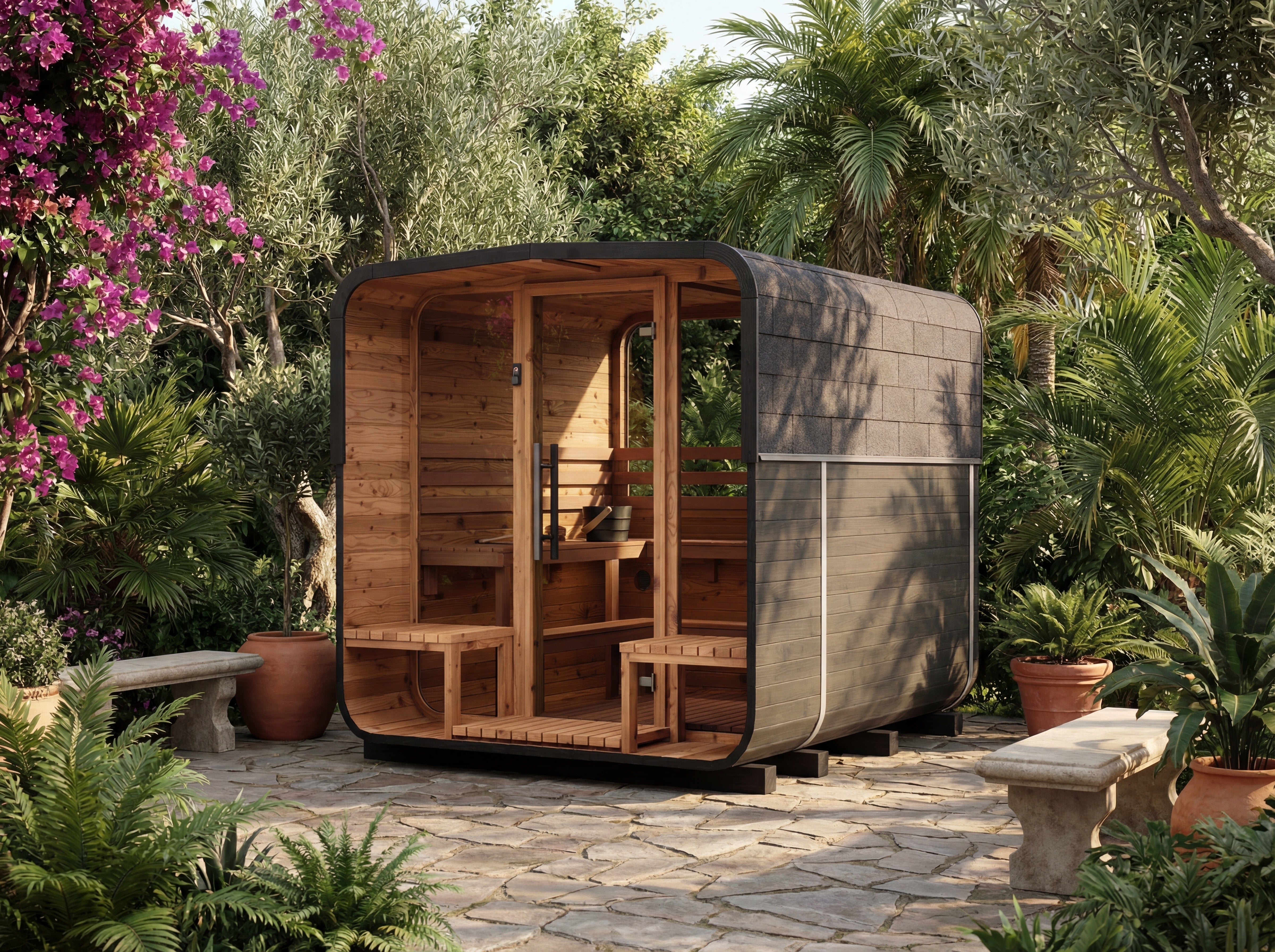 Auroom Nora Square Barrel Sauna | Veldora Haven