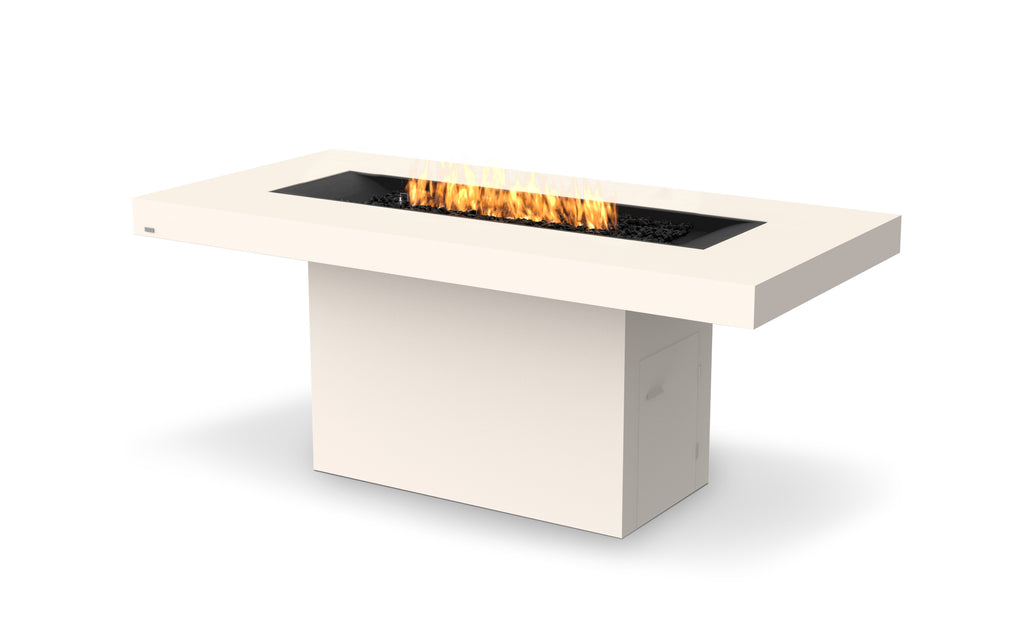 EcoSmart Fire Gin 90 Bar fire pit table Bone 45-degree angle view