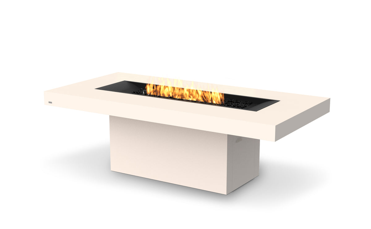 EcoSmart Fire Gin 90 Dining fire pit table Bone 45-degree angle view