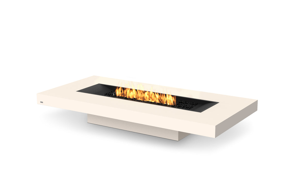 EcoSmart Fire Gin 90 Low fire pit table Bone 45-degree angle view