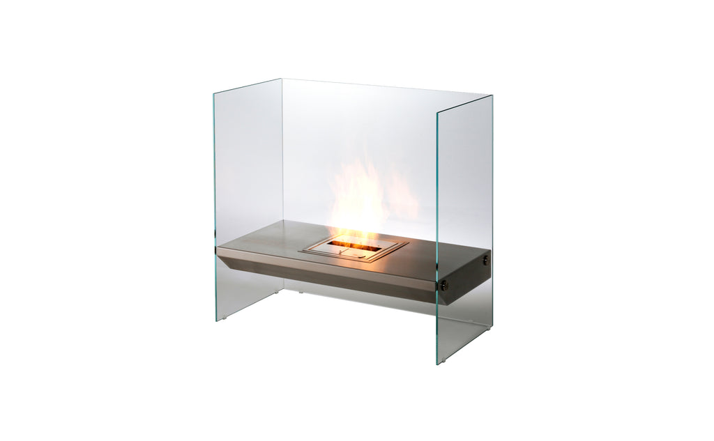 EcoSmart Fire Igloo designer fireplace in stainless steel finish — 45° studio angle