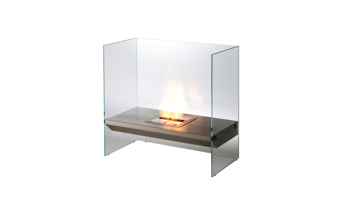 EcoSmart Fire Igloo designer fireplace in stainless steel finish — 45° studio angle