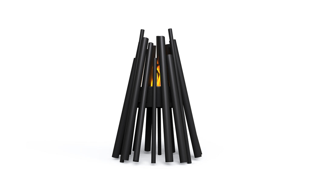 EcoSmart Fire Stix 8 fire pit black 45-degree angle studio outdoor