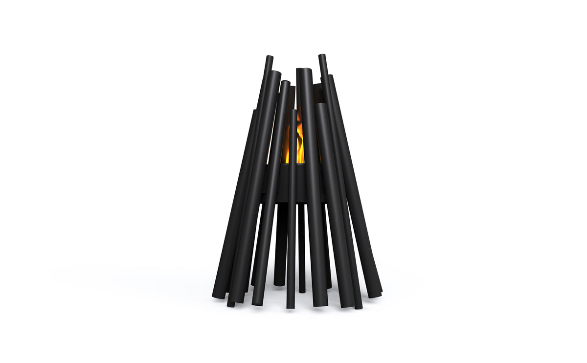 EcoSmart Fire Stix 8 fire pit black 45-degree angle studio outdoor
