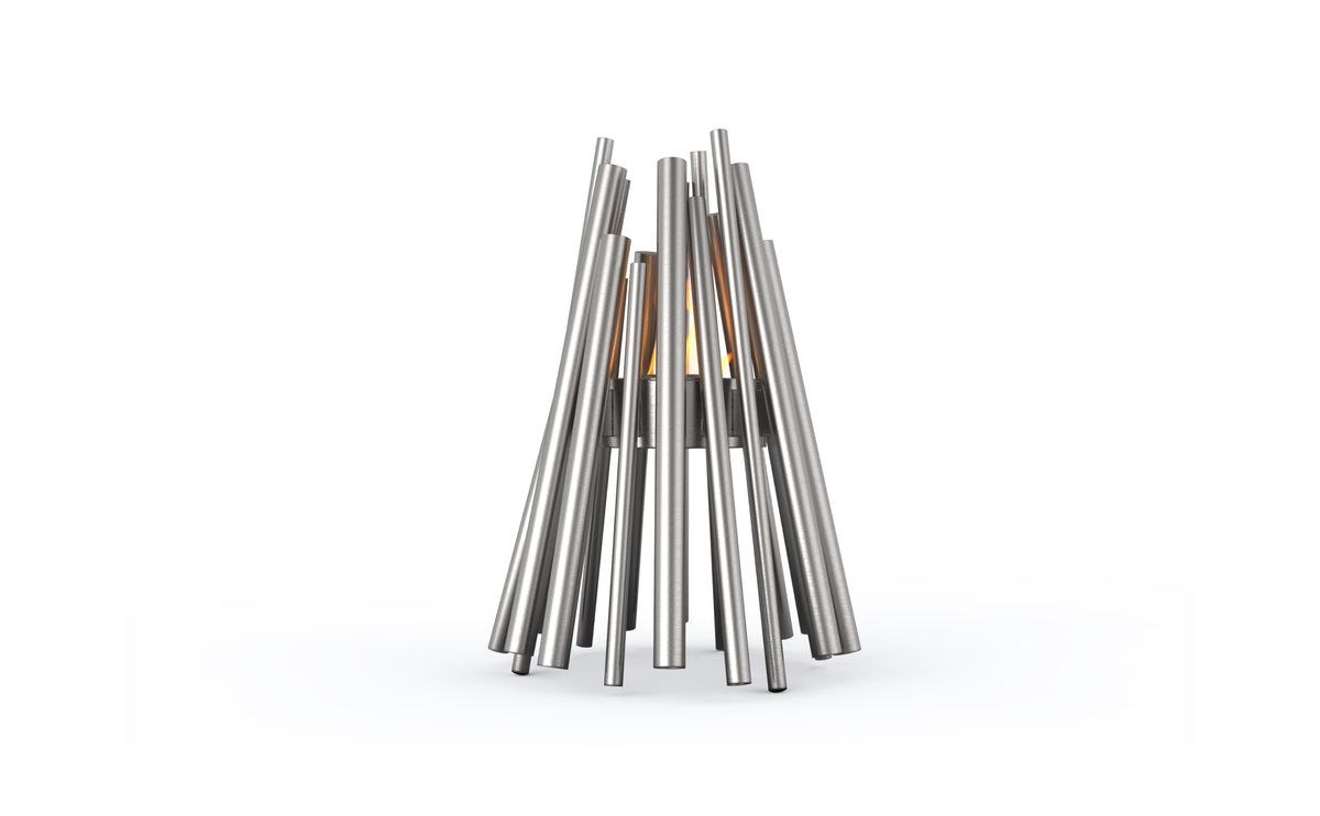 EcoSmart Fire Stix portable fire pit stainless steel front view