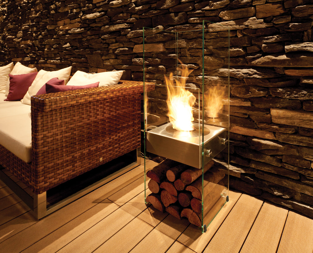 EcoSmart Fire Ghost designer fireplace installed at Stilhof outdoor terrace
