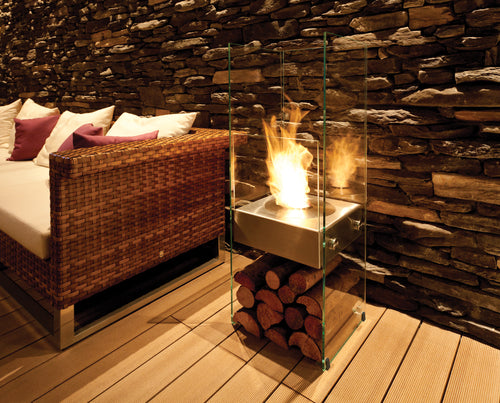 EcoSmart Fire Ghost designer fireplace installed at Stilhof outdoor terrace