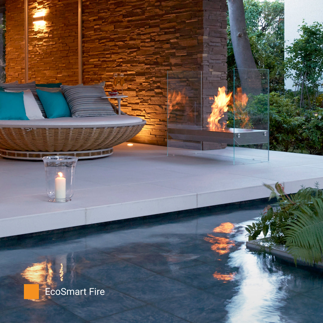 EcoSmart Fire Igloo glass bioethanol fireplace outdoors by day