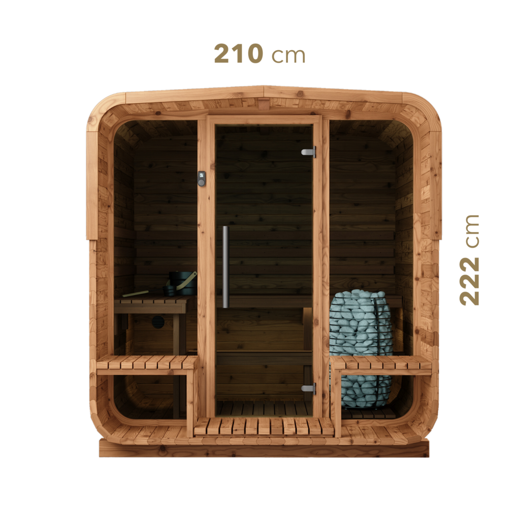 Auroom Nora outdoor sauna dimensions diagram