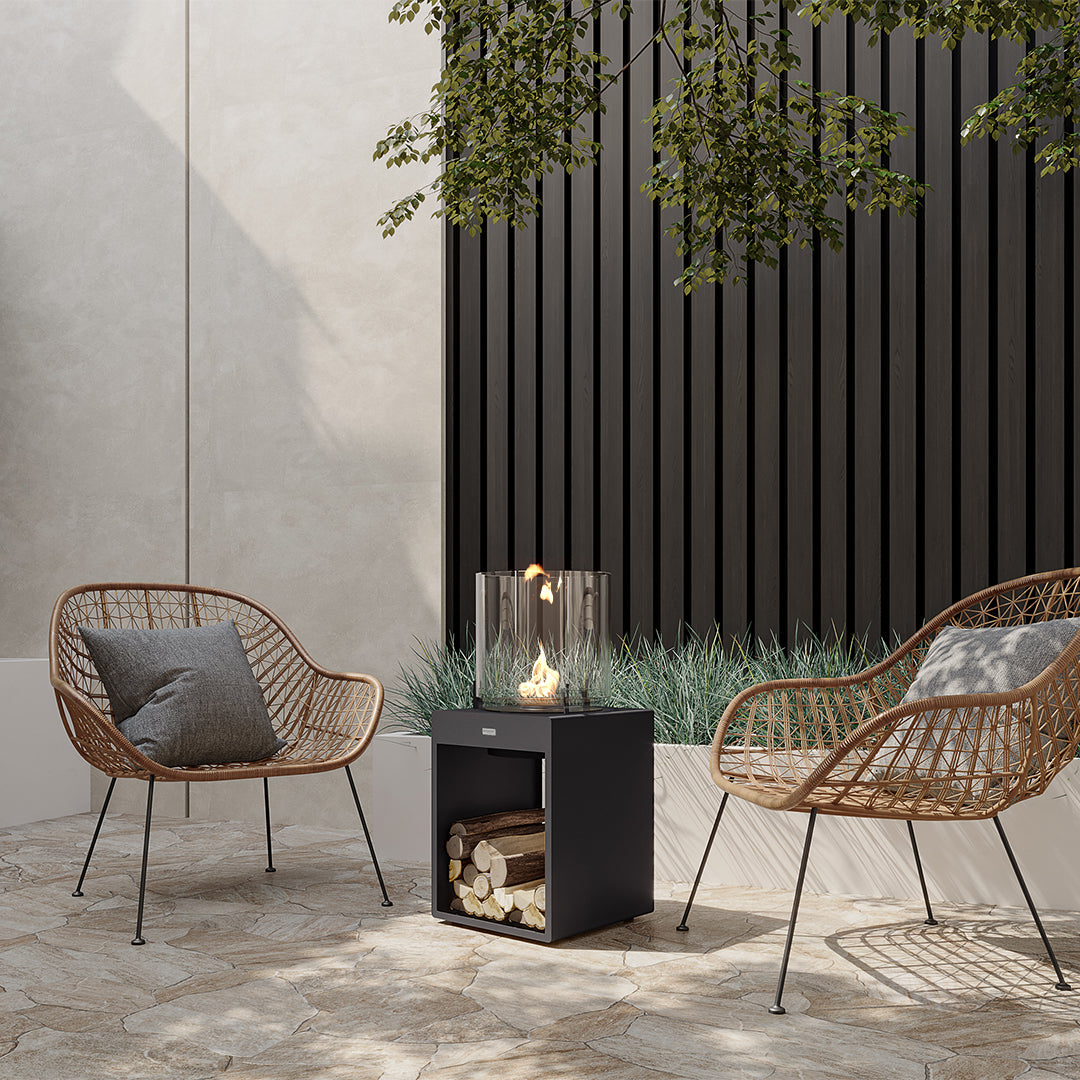 EcoSmart Fire Pop 3T retro-modern portable bioethanol fireplace outdoors